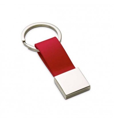 Llavero Polipiel-Metal con Logo de Empresa Color Rojo