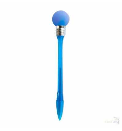 Bolígrafo Transparente con Bombilla Publicitario Color Azul