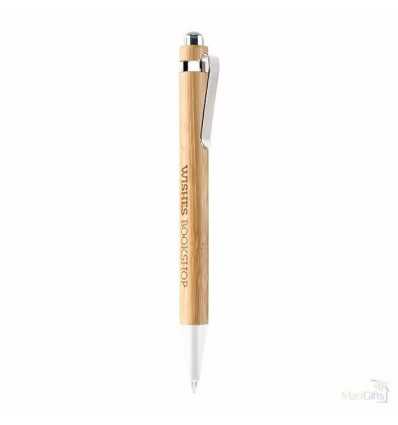 Bolígrafo Automático de Bambú Acabados Cromados Publicidad