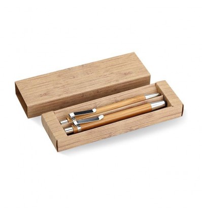 Bolígrafo y Lápiz de Bambú Publicitario Color Madera