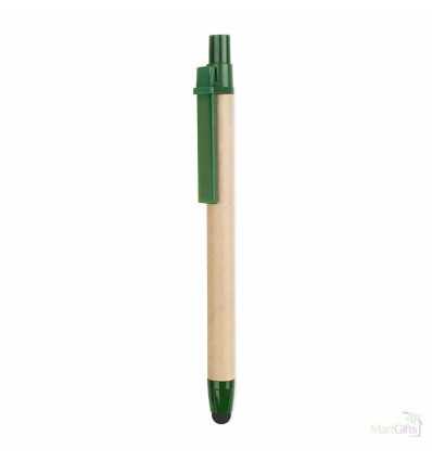Bolígrafo Táctil de Cartón Reciclado Promocional Color Verde