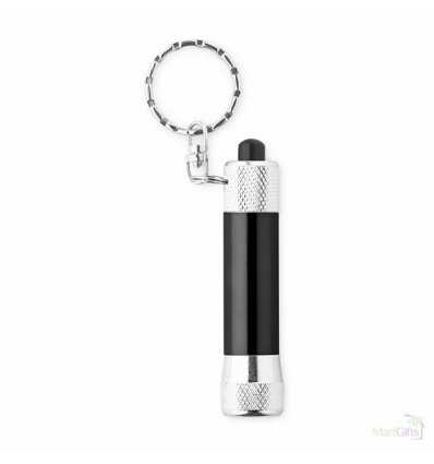Llavero con Mini Linterna de Aluminio para Campañas Publicitarias Color Negro