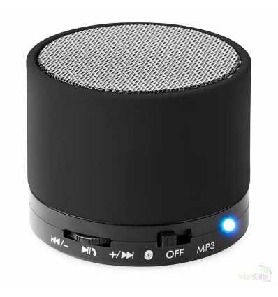 Altavoz Bluetooth Circular Promocional con Acabado en Caucho - Color Negro