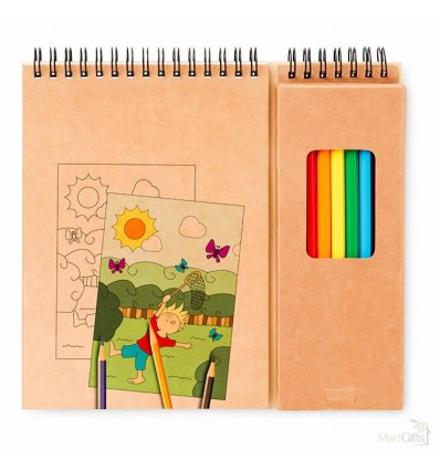 Cuaderno para Colorear con 8 Lápices de Colores Promocional Color Beige