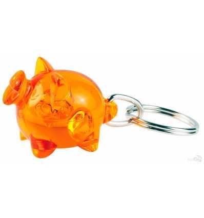 Llavero Personalizado Cerdo para Publicidad Color Naranja Transparente