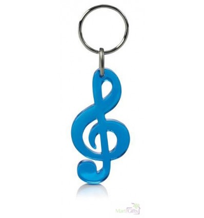 Llavero Promocional Clave Musical Merchandising Color Azul Transparente