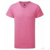 Camiseta Promocional Cuello V Personalizada Color Rosa Jaspeado