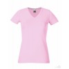 Camiseta Entallada Cuello V de Mujer con Logo Color Rosa