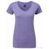 Camiseta HD de Mujer Cuello V con Logo Color Púrpura Jaspeado