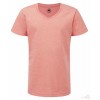 Camiseta HD Cuello V para Niña Personalizada Color Coral Jaspeado
