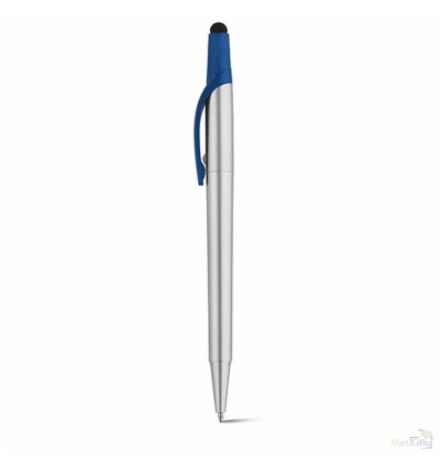 Bolígrafo de Plástico Estilizado Metalizado Barato Color Azul