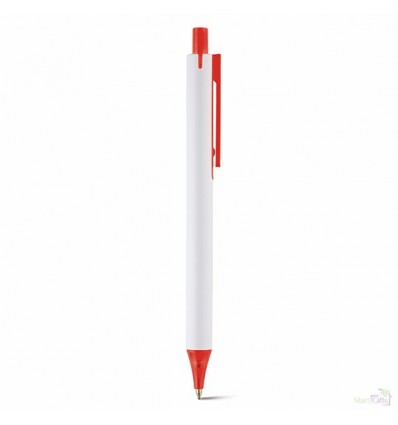 Bolígrafo de Plástico con Puntera Transparente Personalizado Color Rojo
