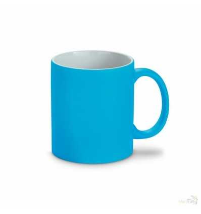 Taza Mug Promocional de Cerámica con Acabado Neón Mate Color Azul Claro