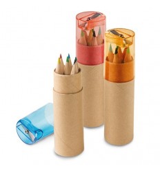 Caja redonda con 6 Lápices de Colores Publicitaria