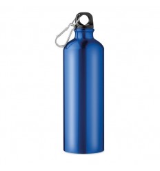 Botella de Aluminio con Mosquetón color Azul Publicitaria