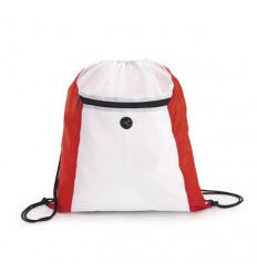 Mochila Saco de Poliéster con Salida para Auriculares Promocional Color Rojo