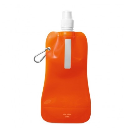 Botella Plegable Publicitaria con Mosquetón - Color Naranja
