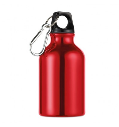 Botella de Aluminio con Mosquetón Personalizada en color Rojo