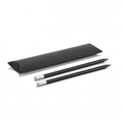 Set de Dos Lápices de Madera Negros para Regalo de Empresa Color Cromado Satinado