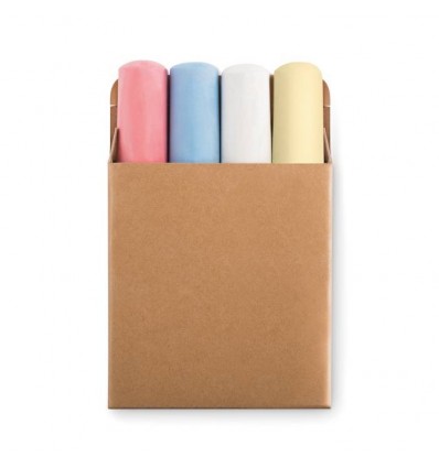 4 Tizas Gruesas de Colores con Caja de Cartón Promocional