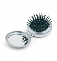 Espejo de Maquillaje con Cepillo Color Plata