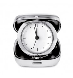 Reloj de Viaje Analógico de Metal Color Plata Brillante