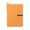 Libreta Reciclada con Boli y Cierre en Goma color Naranja Personalizada