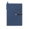 Libreta Reciclada con Boli y Cierre en Goma color Azul Promocional