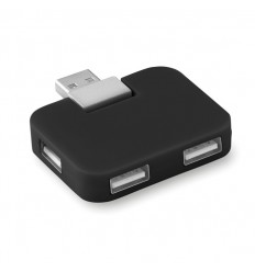 Hub USB con 4 Puertos en ABS Personalizado Color Negro