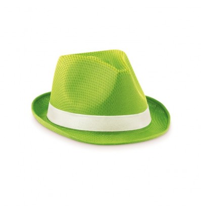 Sombrero de Paja de Color Verde Lima con Cinta Blanca