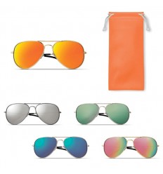 Gafas de Sol con Efecto Espejo de Color con Funda para Publicidad