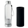 Botella de cristal con infusor de té y funda personalizada Color Negro