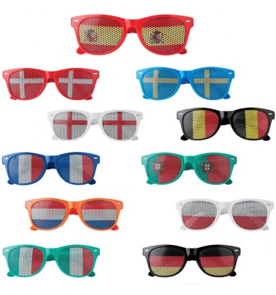 Gafas con banderas de varios colores para publicidad