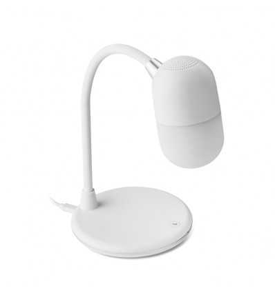 Lámpara con carga inalámbrica y altavoz bluetooth personalizada Color Blanco
