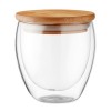 Vaso de cristal con tapa de bambú con anillo de silicona 250ml personalizado Color Transparente