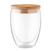 Vaso de vidrio con tapa de bambú ecológica 350ml personalizado Color Transparente