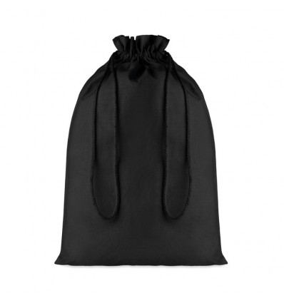 Bolsa grande de algodón negro para regalos publicitaria