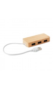 Hub USB de bambú con 3 puertos