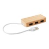 Hub USB de bambú con 3 puertos publicitario