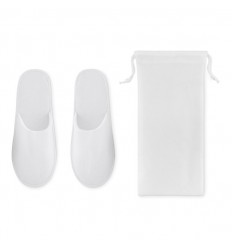 Zapatillas de hotel de poliéster con bolsa non-woven promocional