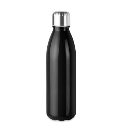 Botella de cristal con tapón de acero inoxidable 650 ml personalizada Color Negro