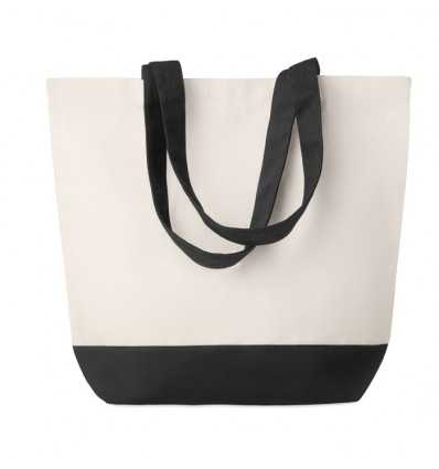Bolsa canvas con base y asa de color con bolsillo interior personalizada Color Negro