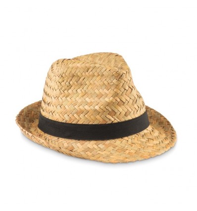 Sombrero de paja natural con cinta de poliéster personalizado Color Negro