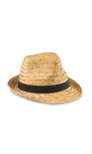 Sombrero de paja natural con cinta de poliéster