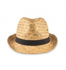 Sombrero de paja natural con cinta de poliéster publicitario