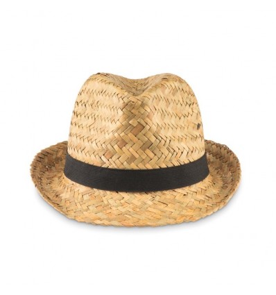 Sombrero de paja natural con cinta de poliéster publicitario