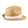 Sombrero de paja natural con cinta de poliéster promocional