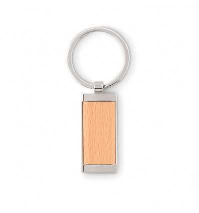 Llavero rectangular de madera y aleación de zinc personalizado Color Madera