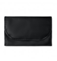 Bolsa neceser de poliéster con compartimentos de rejilla publicitaria Color Negro