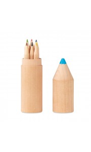 Estuche de madera con forma de lápiz con 6 lápices